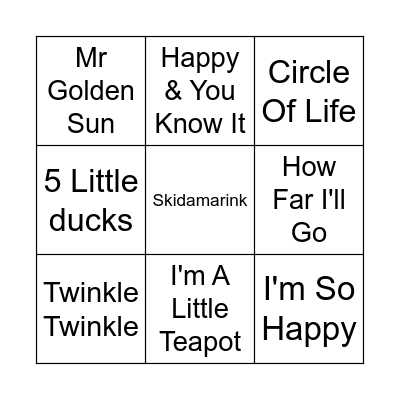 Nursery Rhymes Bingo Card