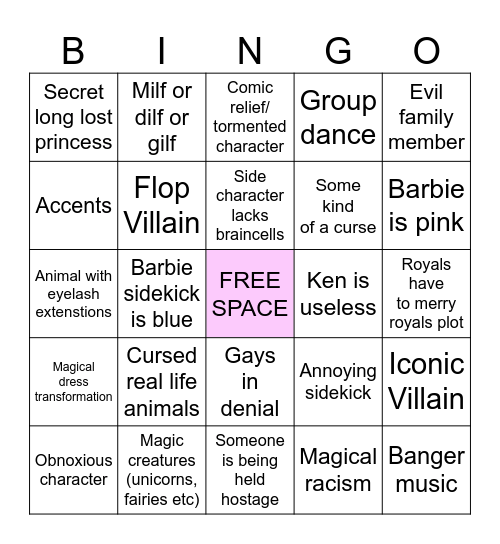 Barbie Bingo! Bingo Card