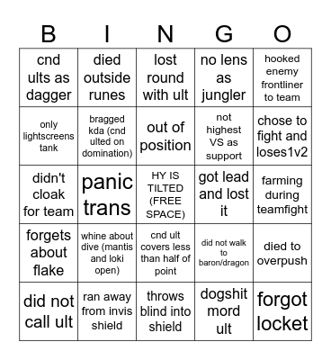 the ali experience Bingo Card