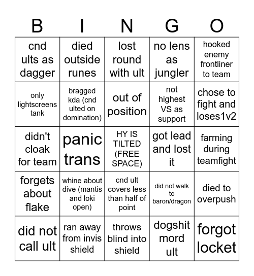 the ali experience Bingo Card