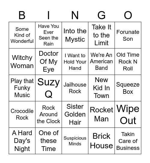 Ron's Music Bingo Card