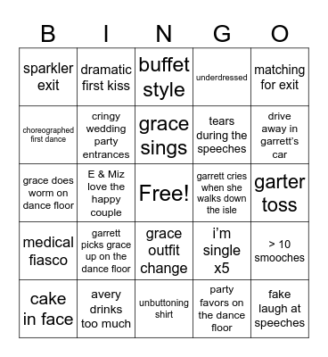 Wedding Bingo Card
