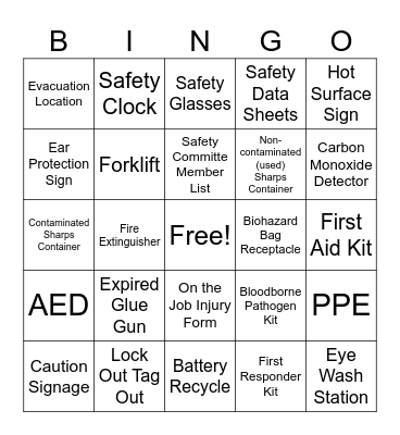 SAFETY WEEK Bingo Card