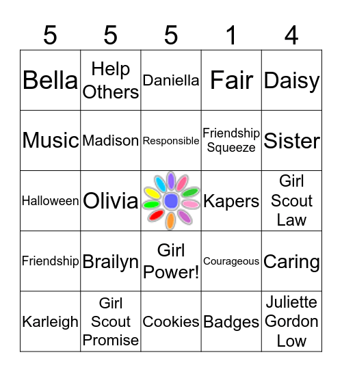 GIRL SCOUTS Bingo Card
