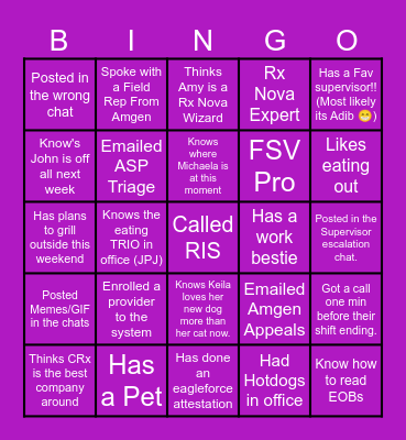 CRx B&B Bingo Card