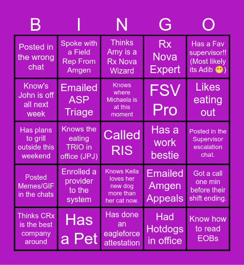 CRx B&B Bingo Card
