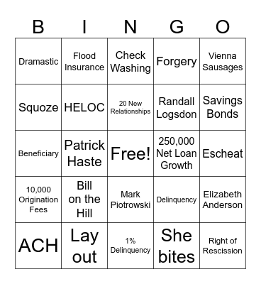 FSNB Bingo! Bingo Card