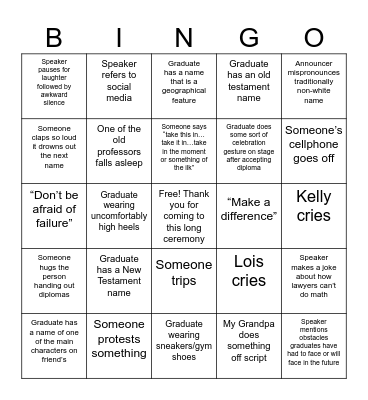 DePaul Law Graduation Bingo 2025 Bingo Card