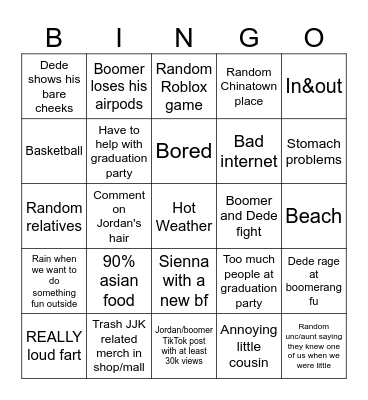 2025 California trip Bingo Card