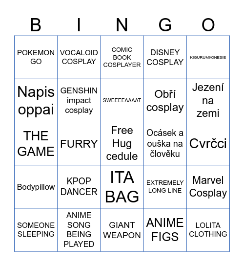 ANIME CON BINGO Card
