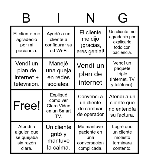 Bingo Claro Hogar Bingo Card