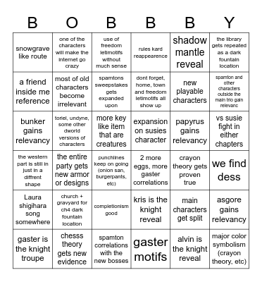 deltarune ch3 and 4 Bingo Card