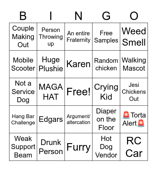 LA Fair Bingo Card