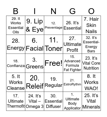It Works! Bingo Card