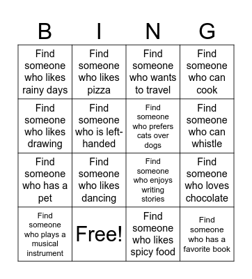 Find someone who Bingo Card