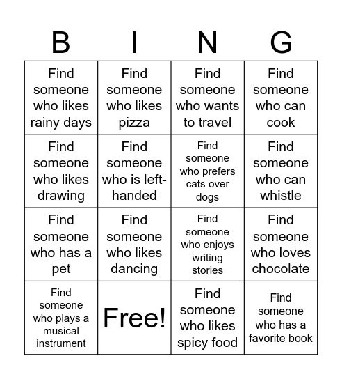 Find someone who Bingo Card