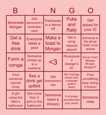 Bachelorette Bingo! Bingo Card