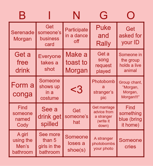 Bachelorette Bingo! Bingo Card