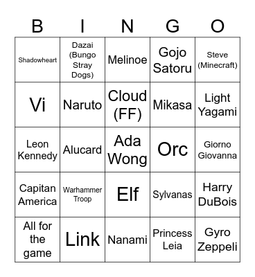 Nastya's Bingo Card