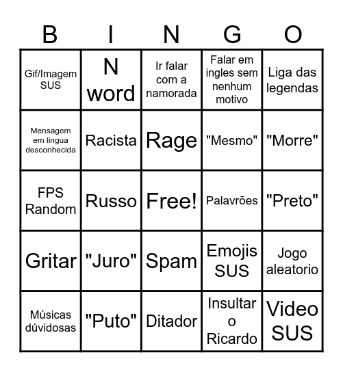 Cruz Bingo Card