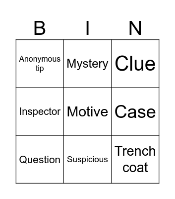 Detective Bingo! Bingo Card