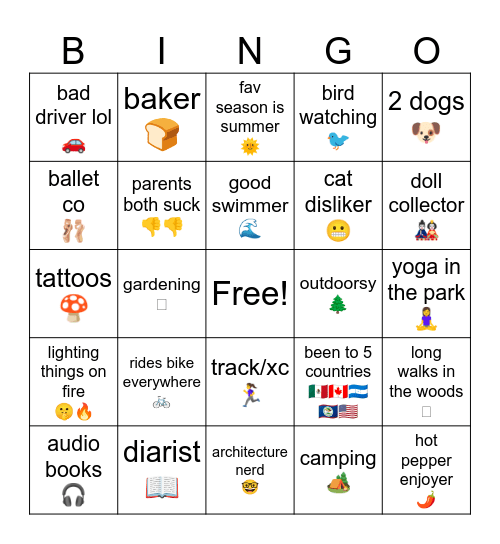 mush soup bingo Card