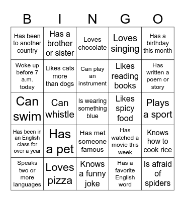 Human bingo Card