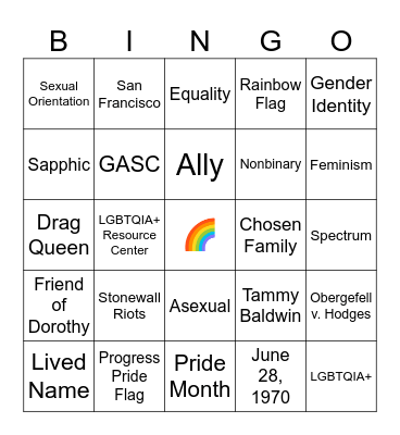 PRIDE x GASC Bingo! Bingo Card