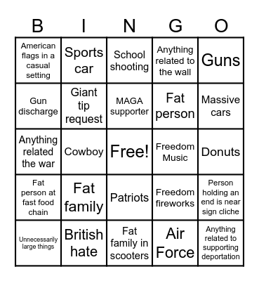'Murica Bingo Card