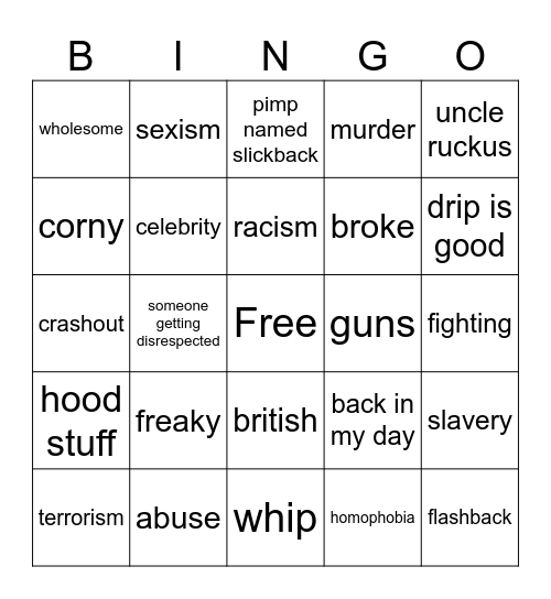 Boondocks bingo Card