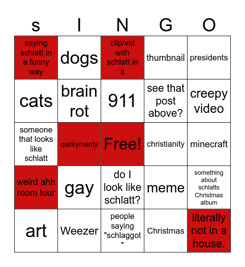 r/jschlatt submissions bingo Card
