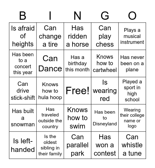 Youth Villages Summer Internship Bingo Card