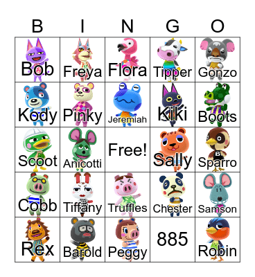 Animal Crossing Bingo Card