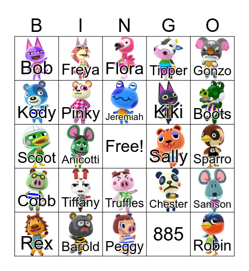 Animal Crossing Bingo Card