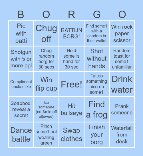 MemBORGial Day Bingo Card
