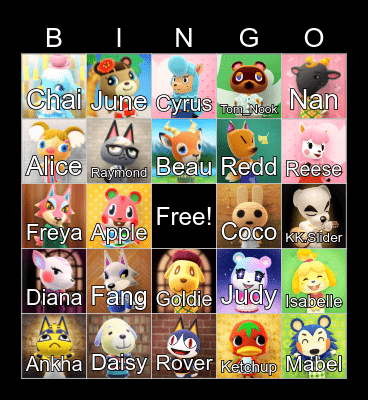 Animal Crossing Bingo Card