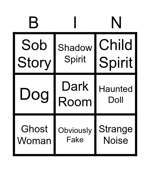 Scary Video Bingo Card