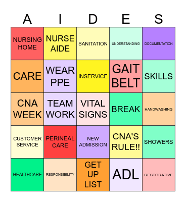 CNA Bingo Card
