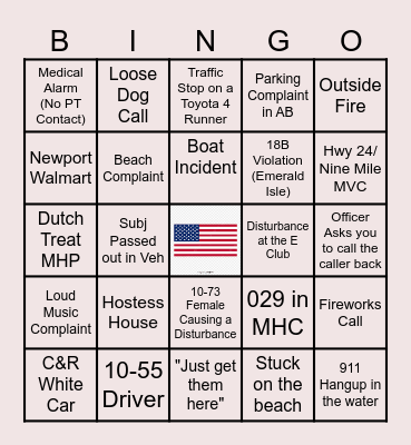 Memorial Day Bingo Card