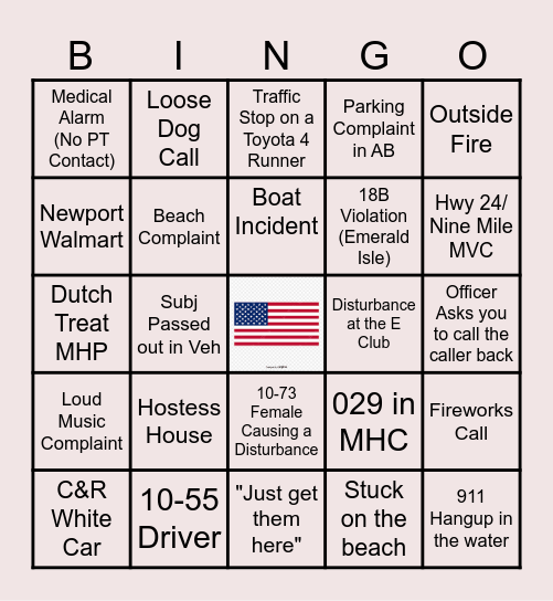 Memorial Day Bingo Card