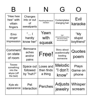 Stella Bingo Card