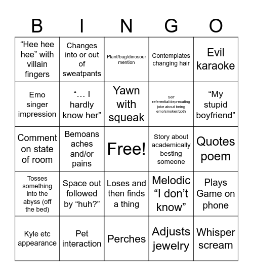 Stella Bingo Card