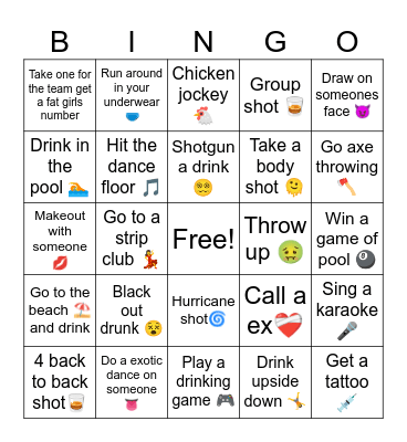 96 blackout Bingo Card
