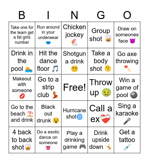 96 blackout Bingo Card