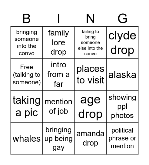 Selah Bingo Card