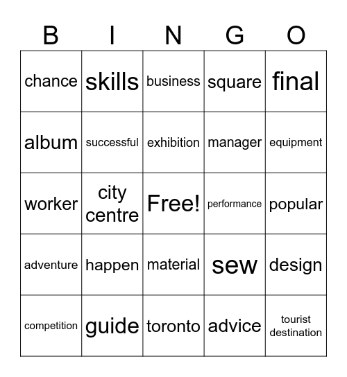 wonderful Bingo Card
