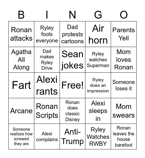 Sturtz Bingo Card