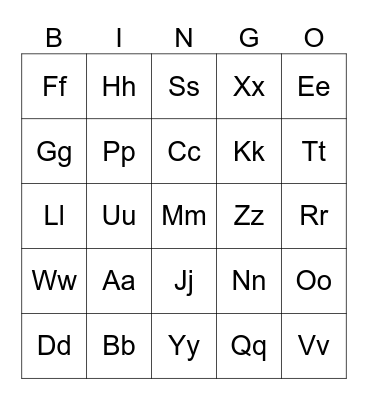 ABC Bingo Card