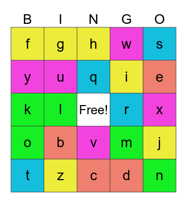 Alphabet Bingo Card