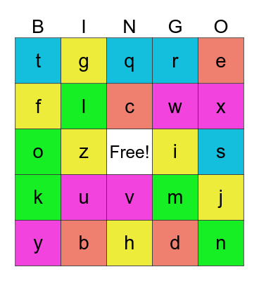 Alphabet Bingo Card
